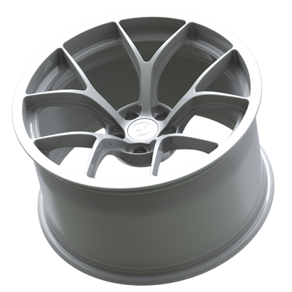 Strato Dynamics F5R forged monoblock wheel in Alpine White, side profile