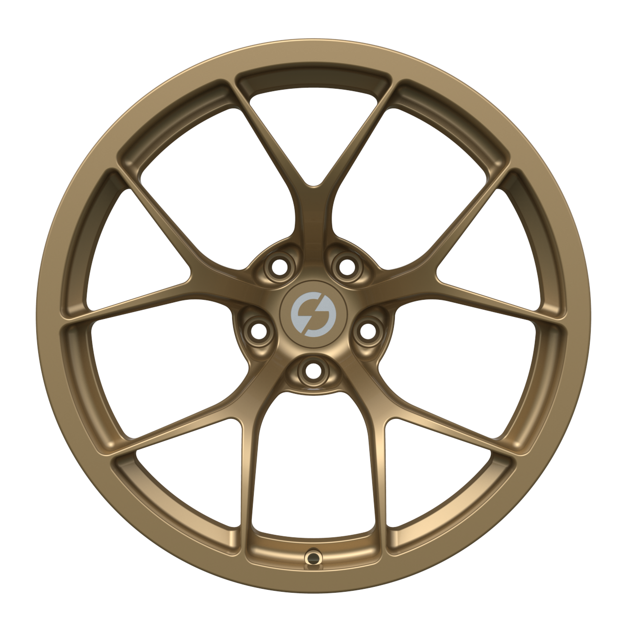 Strato Dynamics F5R forged monoblock wheel in Battle Bronze finish, front view