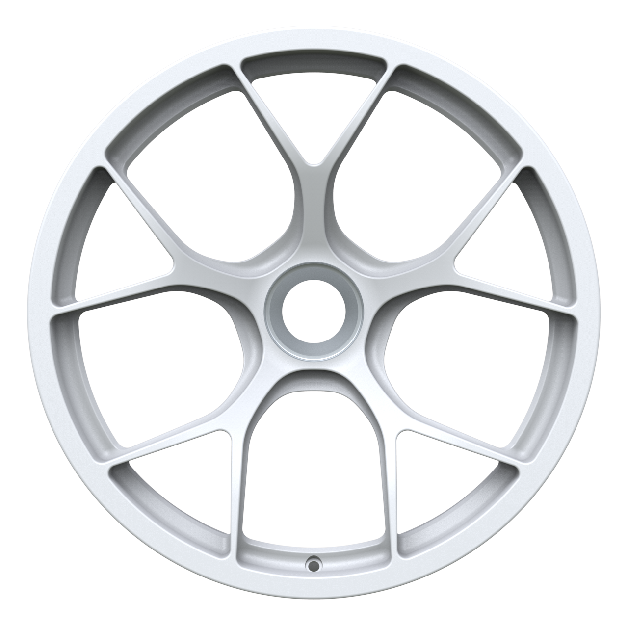 Strato Dynamics F5R forged monoblock centerlock wheel in Alpine White finish, front view