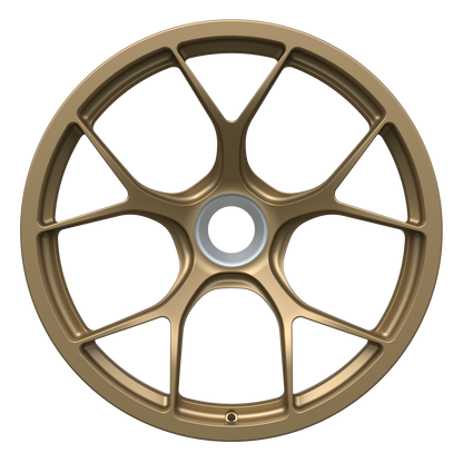 Strato Dynamics F5R forged monoblock centerlock wheel in Battle Bronze finish, front view