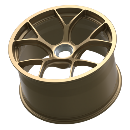 Strato Dynamics F5R forged monoblock centerlock wheel in Battle Bronze, side profile