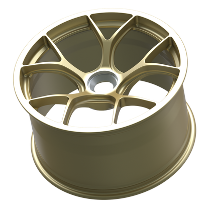 Strato Dynamics F5R forged monoblock centerlock wheel in Grand-Prix Champagne, side profile
