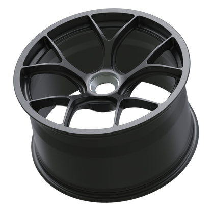 Strato Dynamics F5R forged monoblock centerlock wheel in Midnight Black, side profile