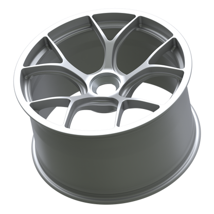 Strato Dynamics F5R forged monoblock centerlock wheel in Quick Silver, side profile