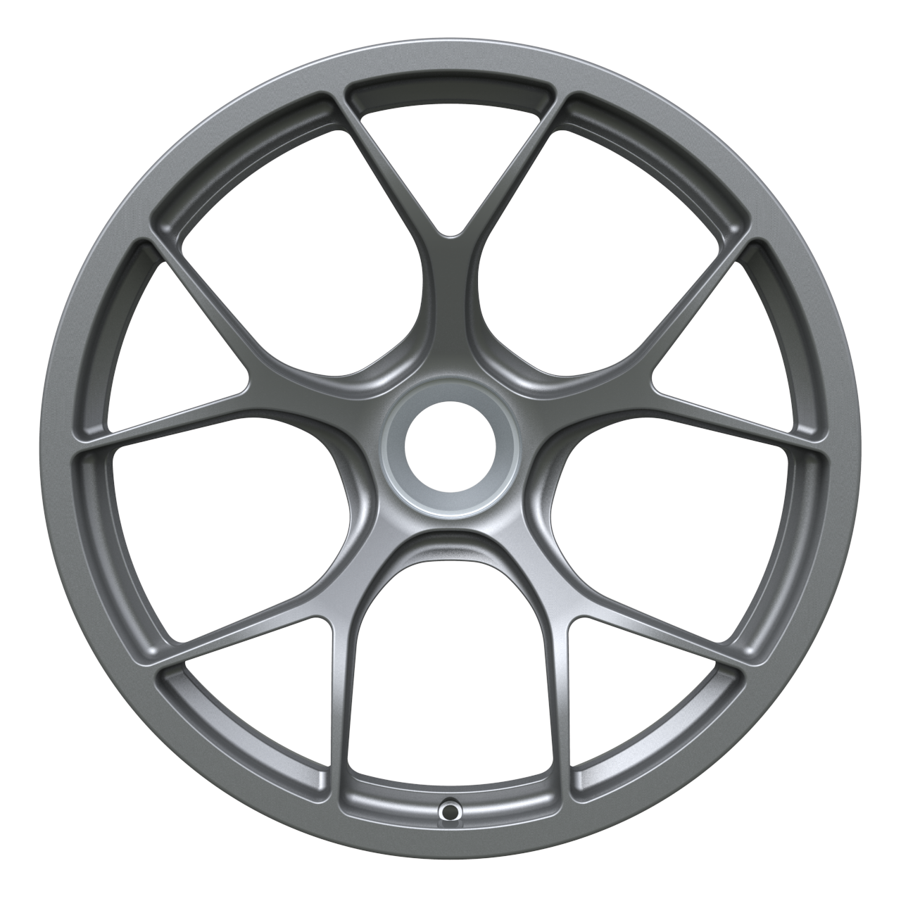 Strato Dynamics F5R forged monoblock centerlock wheel in Tactical Gray finish, front view