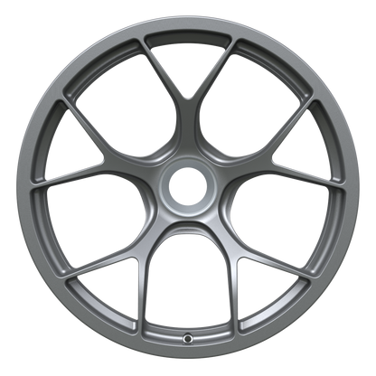 Strato Dynamics F5R forged monoblock centerlock wheel in Tactical Gray finish, front view