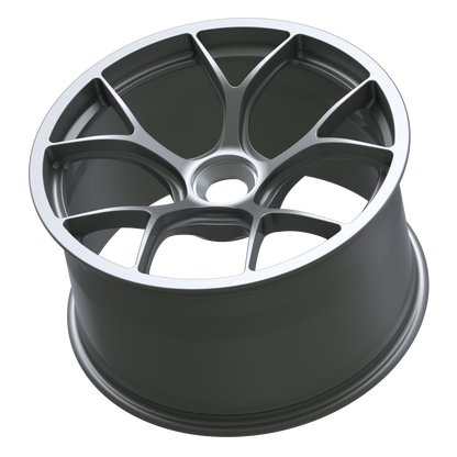 Strato Dynamics F5R forged monoblock centerlock wheel in Tactical Gray, side profile