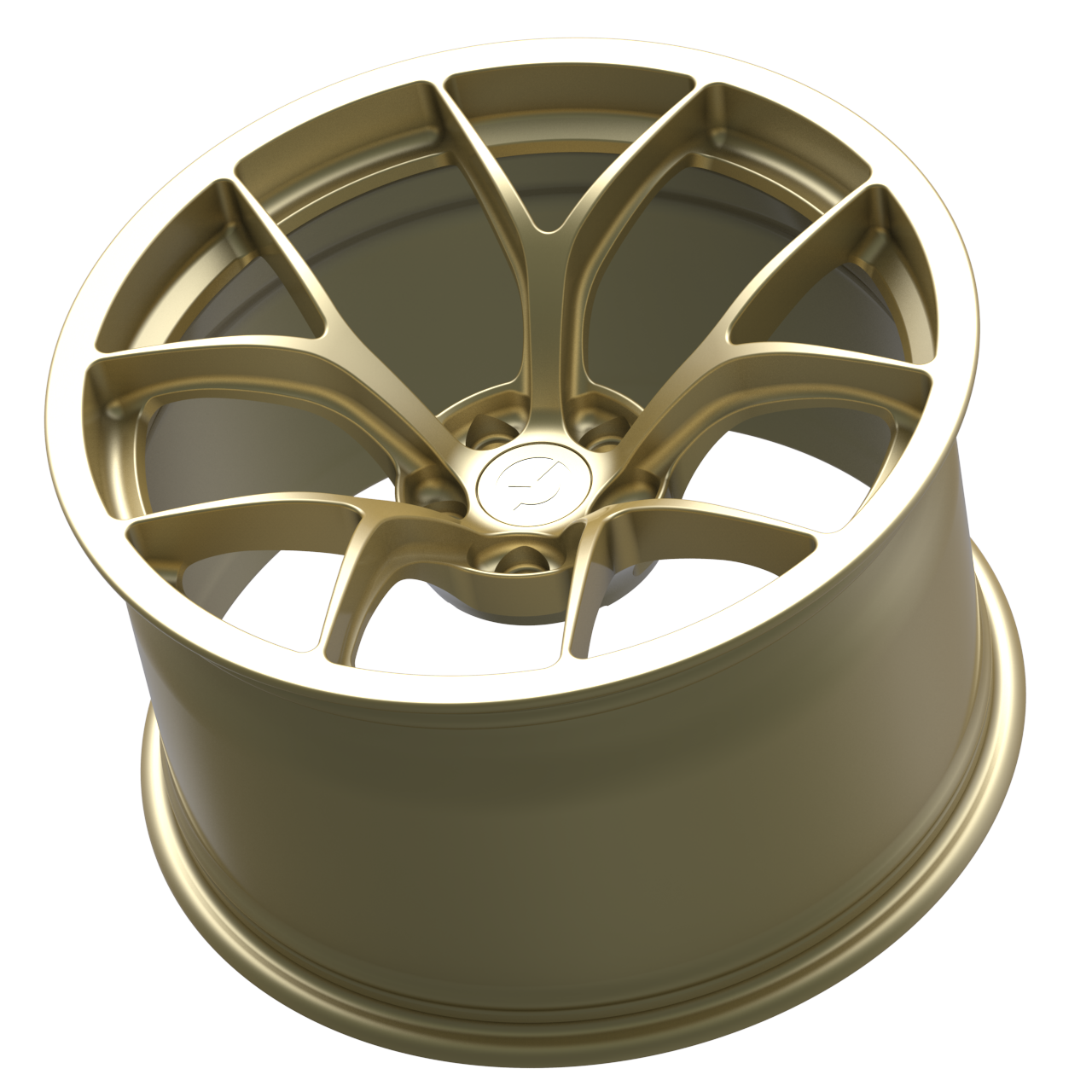 Strato Dynamics F5R forged monoblock wheel in Grand-Prix Champagne, side profile