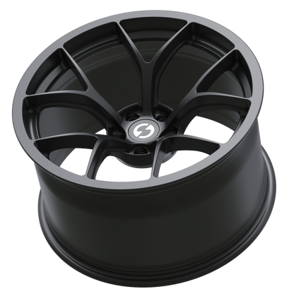 Strato Dynamics F5R forged monoblock wheel in Midnight Black, side profile