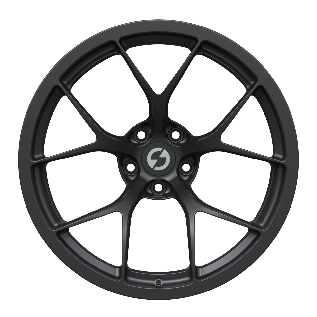 Strato Dynamics F5R forged monoblock wheel in Midnight Black finish, front view