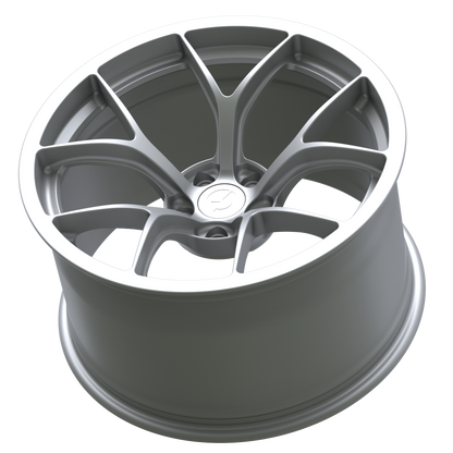 Strato Dynamics F5R forged monoblock wheel in Quick Silver, side profile