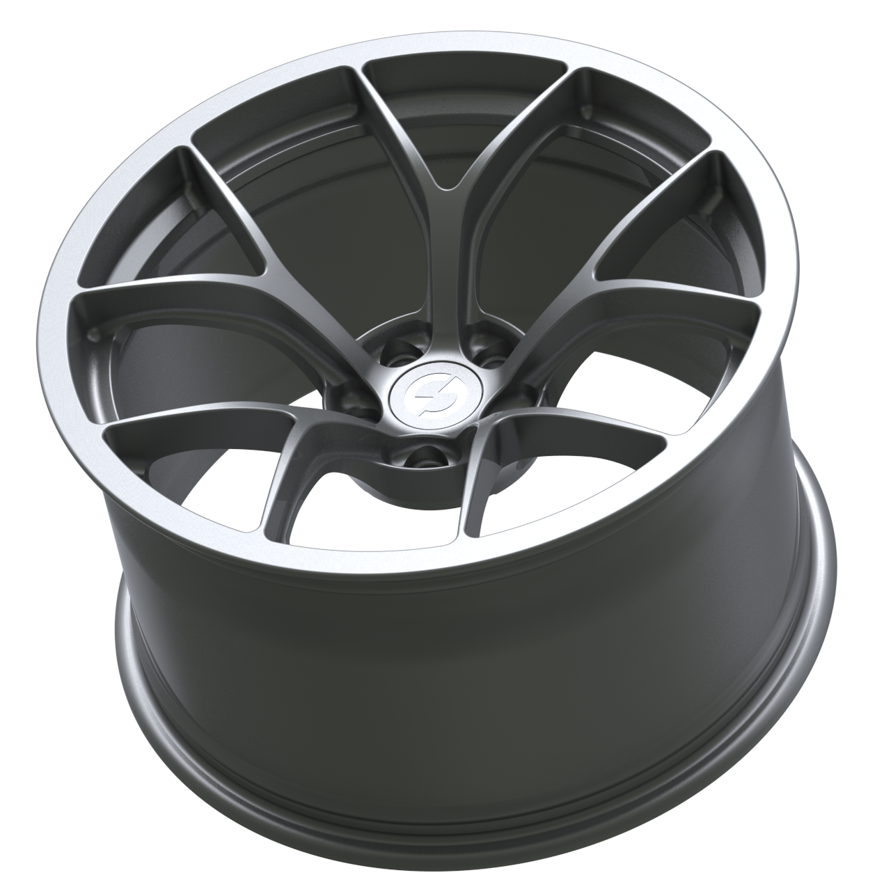Strato Dynamics F5R forged monoblock wheel in Tactical Gray, side profile