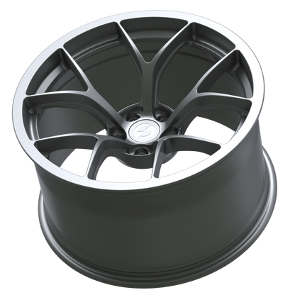 Strato Dynamics F5R forged monoblock wheel in Tactical Gray, side profile