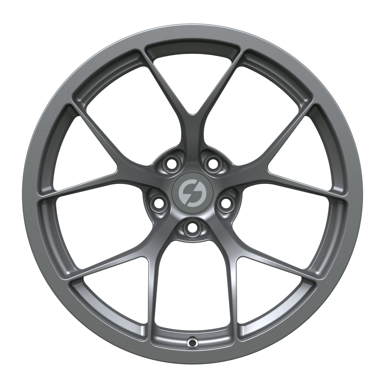 Strato Dynamics F5R forged monoblock wheel in Tactical Gray finish, front view